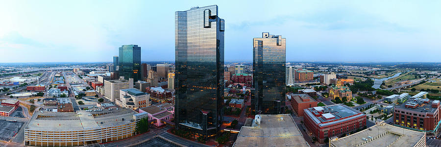 Fort Worth Sunrise Aerial Panoramic Photograph by HawkEye Media
