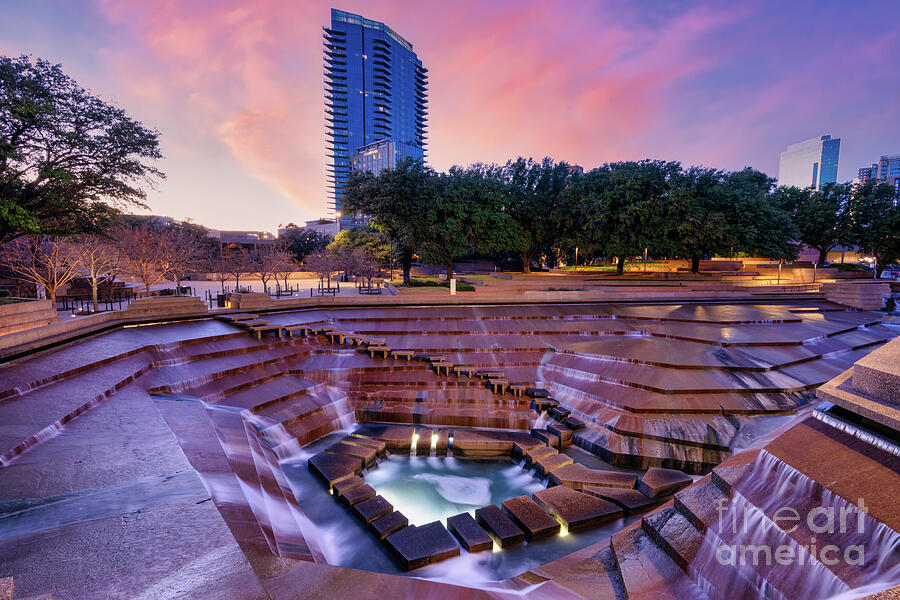 Fort Worth Water Gardens at Twilight Photograph by Bee Creek Photography - Tod and Cynthia