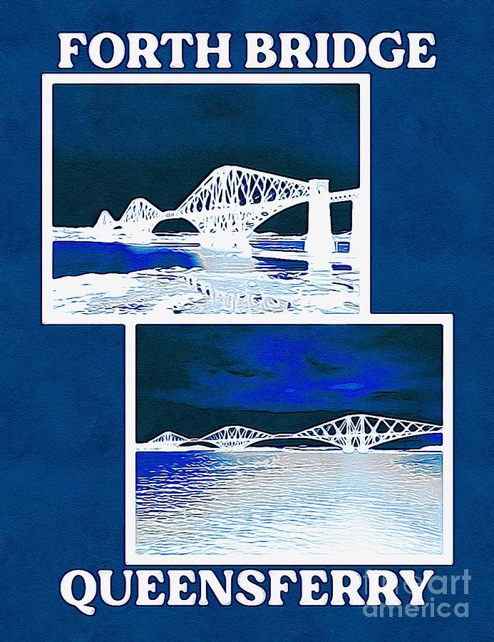 Bridge Digital Art - Forth Bridge Queensferry Edinburgh Collage pr002 by Douglas Brown