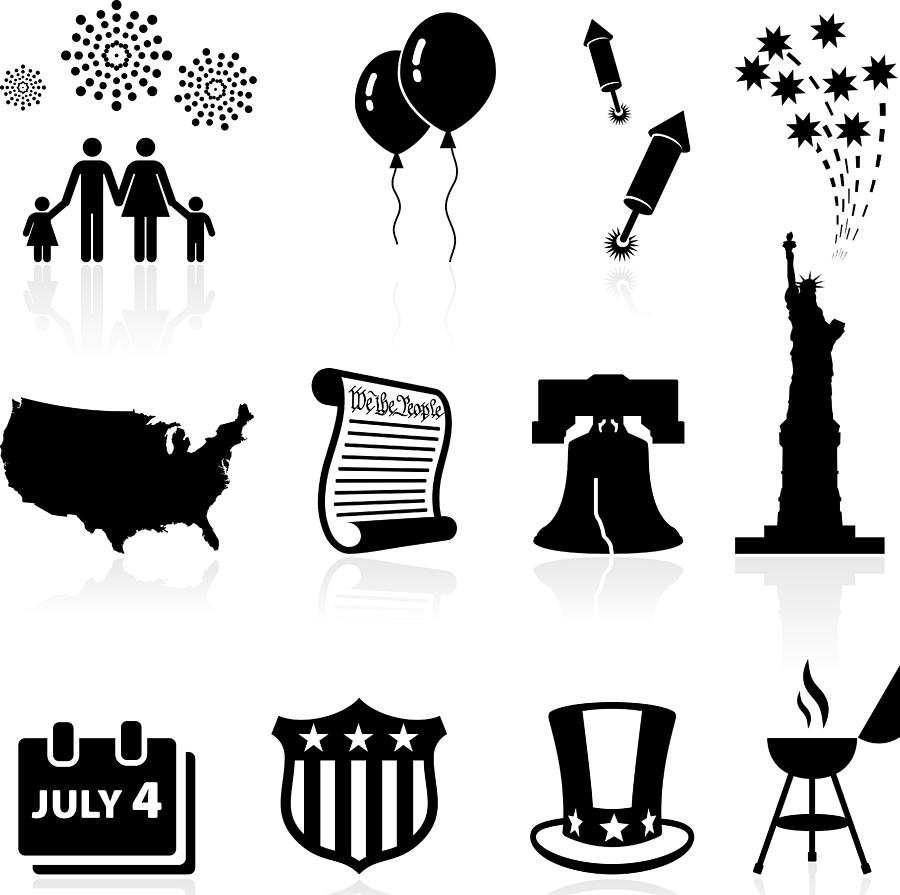 Forth of July Independence day celebration vector icon set Drawing by Bubaone