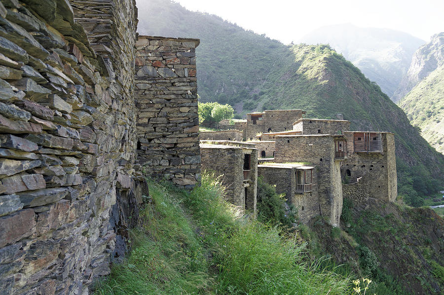 Fortified houses on the cliffs, Shatili, Caucasus Mountains, Georgia Photograph by Vyacheslav Argenberg