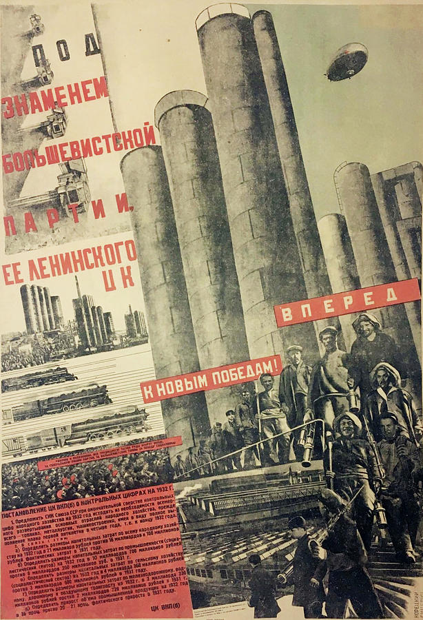 Vintage Mixed Media - Forward to new victories under the banner of the Bolshevik Party by Gallery of Vintage Designs