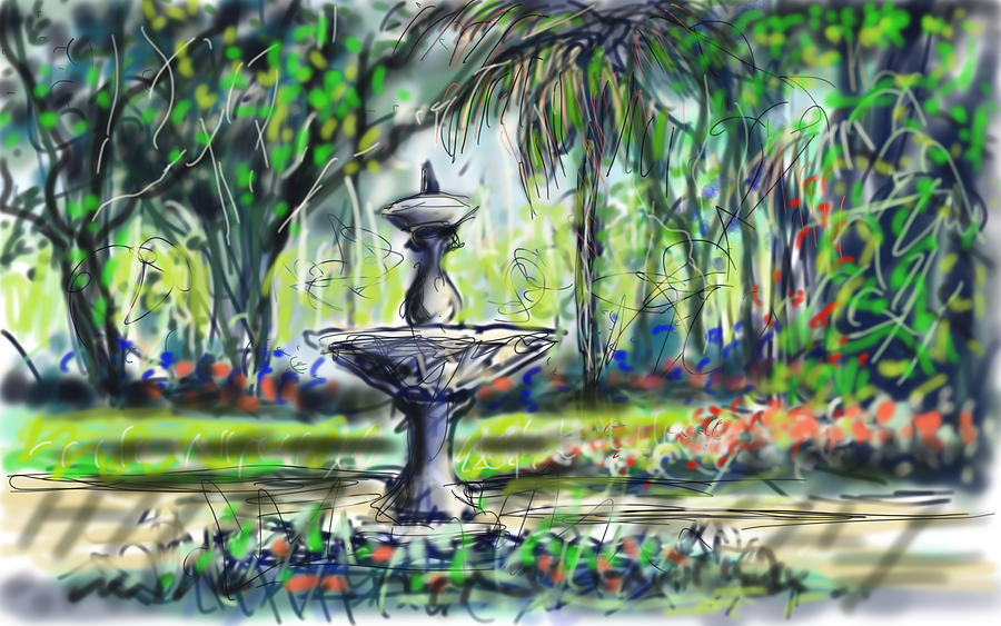 Fountain 1 Painting by Larry Palmer