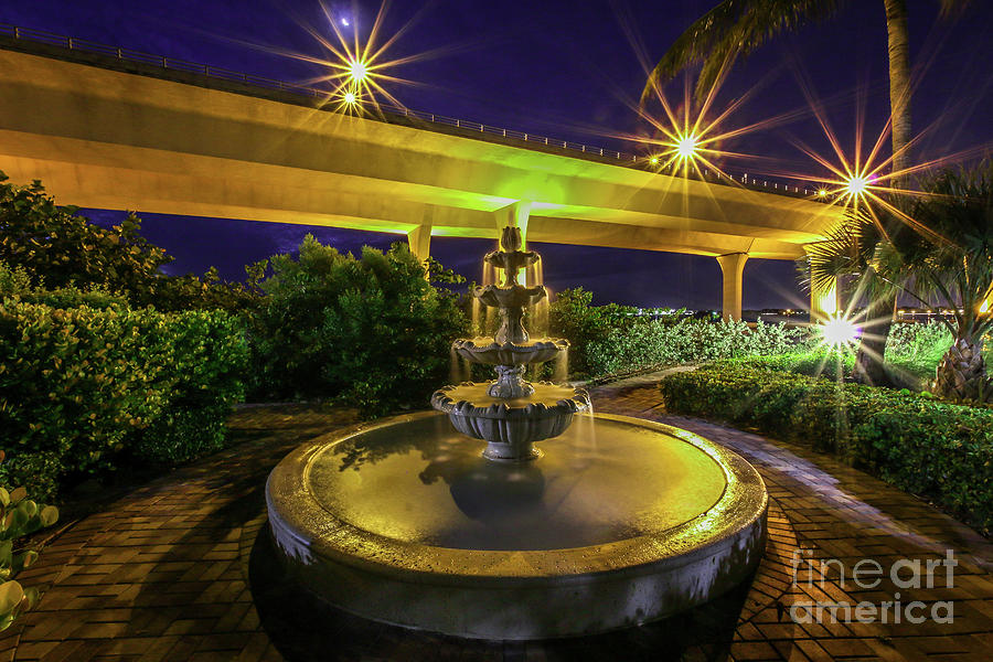 Fountain and Bridge #2 Photograph by Tom Claud