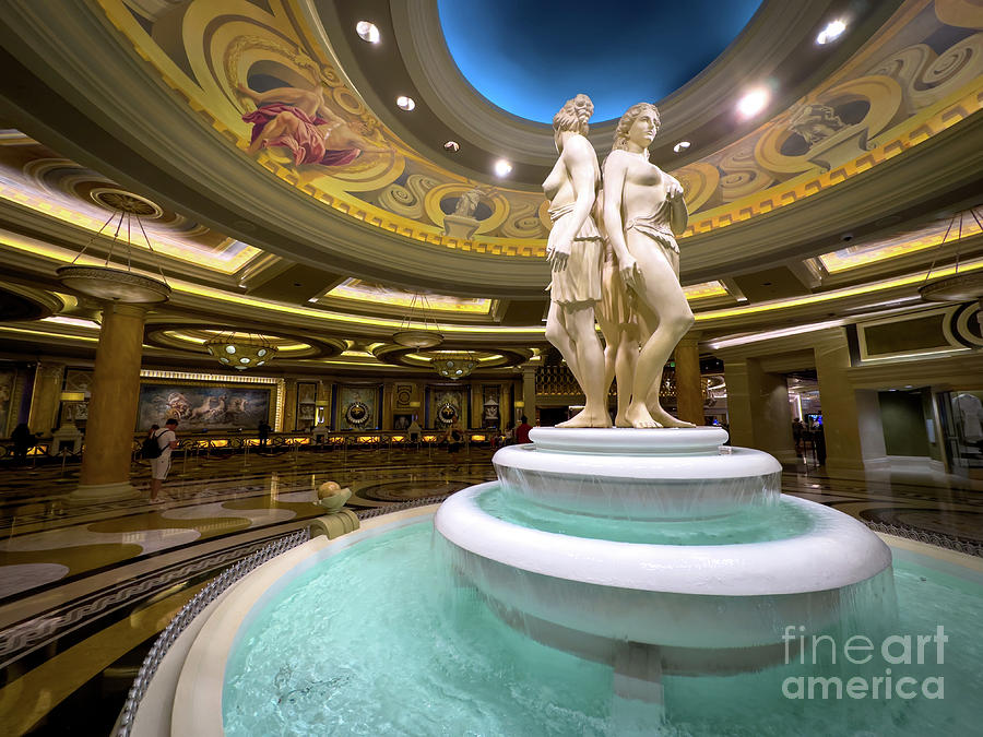Fountain and Roman Statues of Women Inside Caesars Palace Lobby  Photograph by FeelingVegas Wall Art and Prints