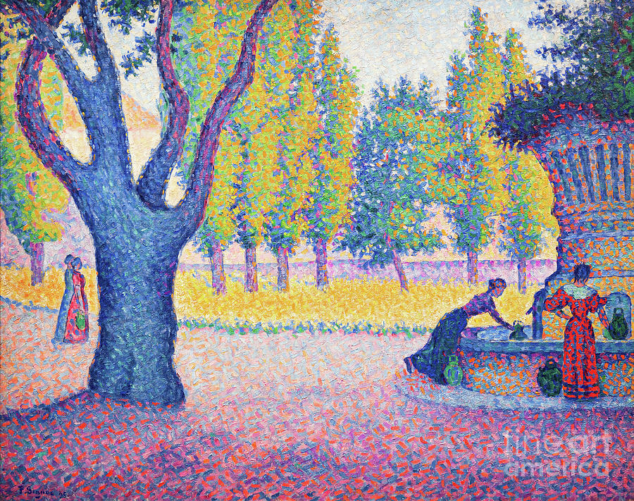 Fountain Des Lices Saint Tropez Signac Painting By Paul Signac