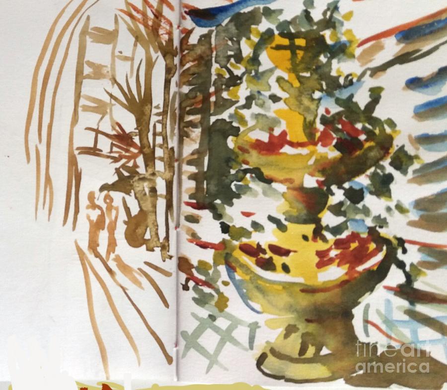 Fountain Flowers Painting by James McCormack