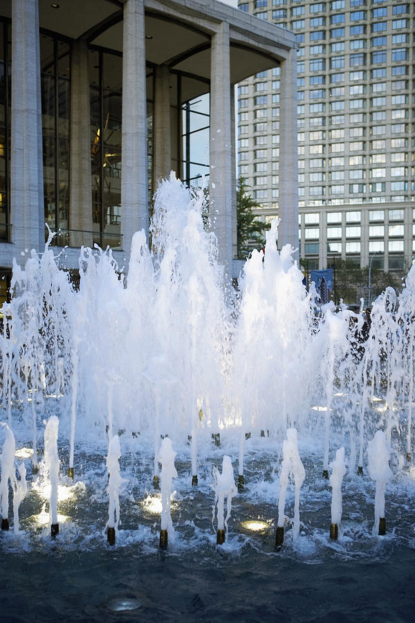 Fountain in front of a building, New York City, New York State, USA Photograph by Glowimages