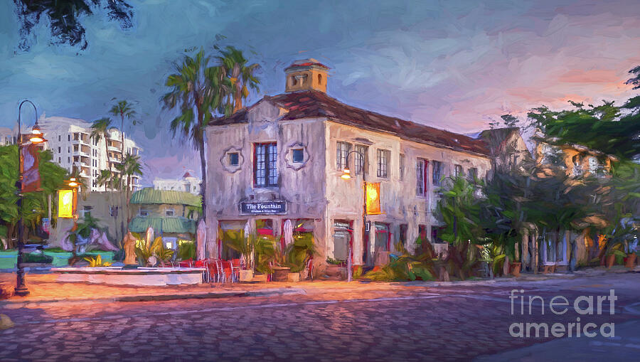 Fountain Kitchen and Wine Bar, Sarasota, FL, Painterly Photograph by