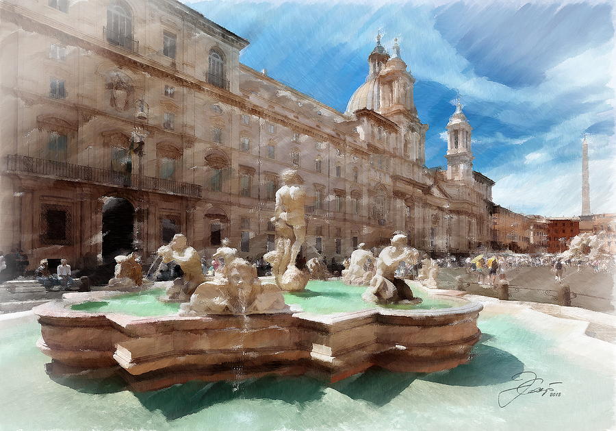 Fountain of Neptune Digital Art by Jerzy Czyz