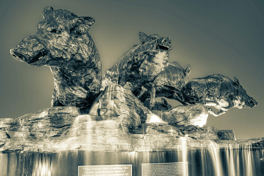 Fountain Of Razorbacks - Sepia Edition Photograph by Gregory Ballos