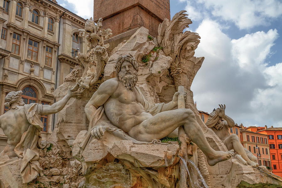 Fountain of the Four Rivers, Fontana dei Quattro Fiumi, in Piazz Photograph by Elenarts - Elena Duvernay photo