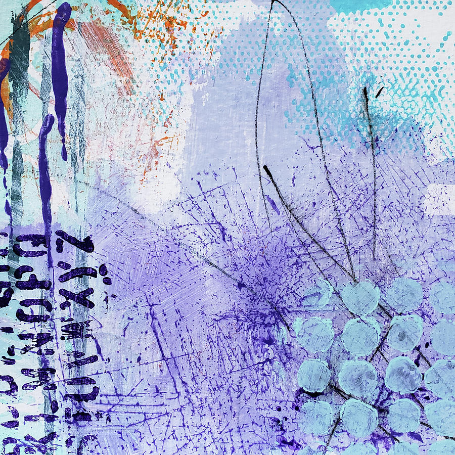 FOUNTAIN OF YOUTH Tropical Purple Aqua Orange Abstract Painting Grunge Street Art Painting by Lynnie Lang