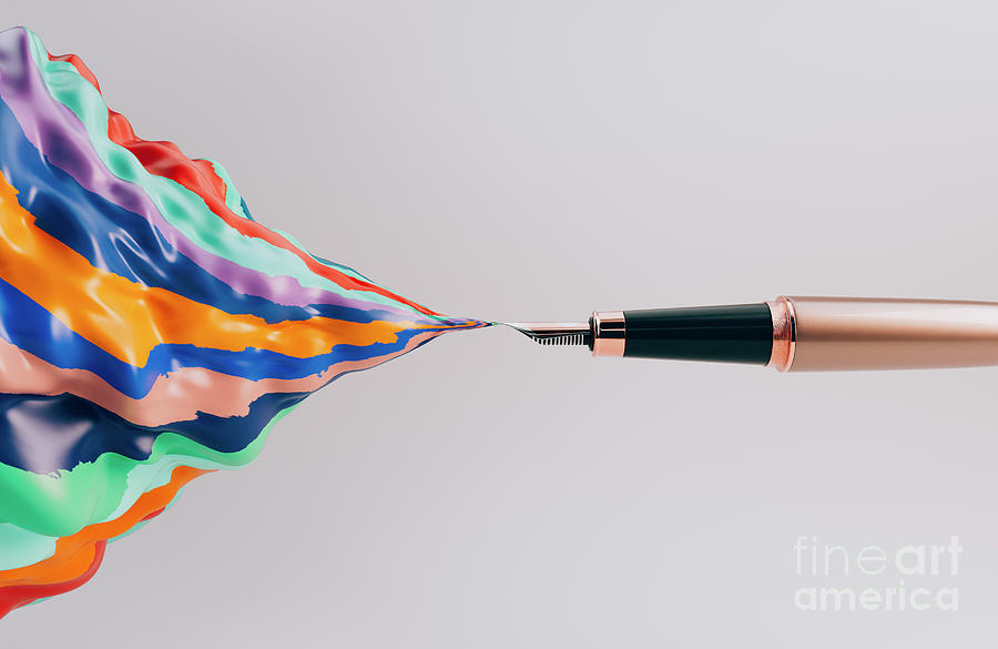 Fountain Pen And Colorful Ink Plume Digital Art by Allan Swart Pixels