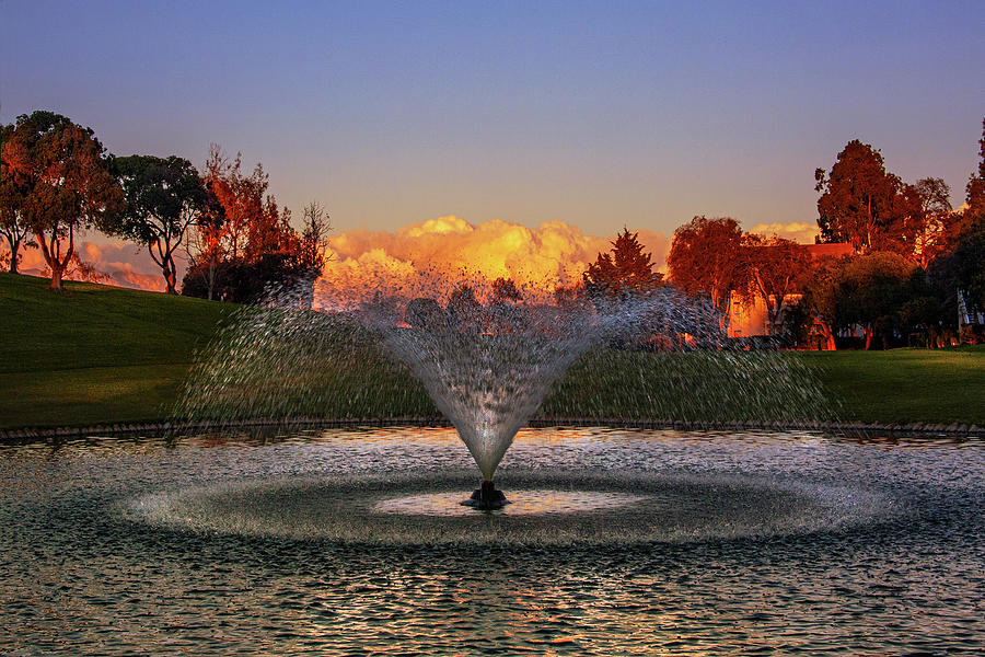 Fountain Sunset Photograph by Jerry Cowart