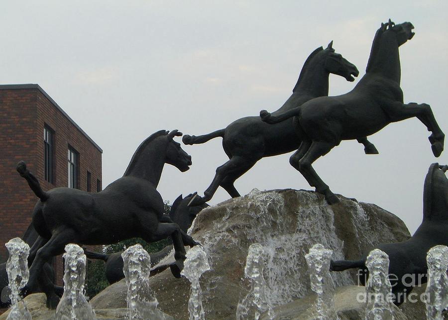 Fountain With Horse Sculpture Photograph by Barbie Corbett-Newmin