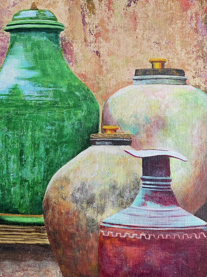 Four Ancient Urns 2 Painting by Caroline Swan