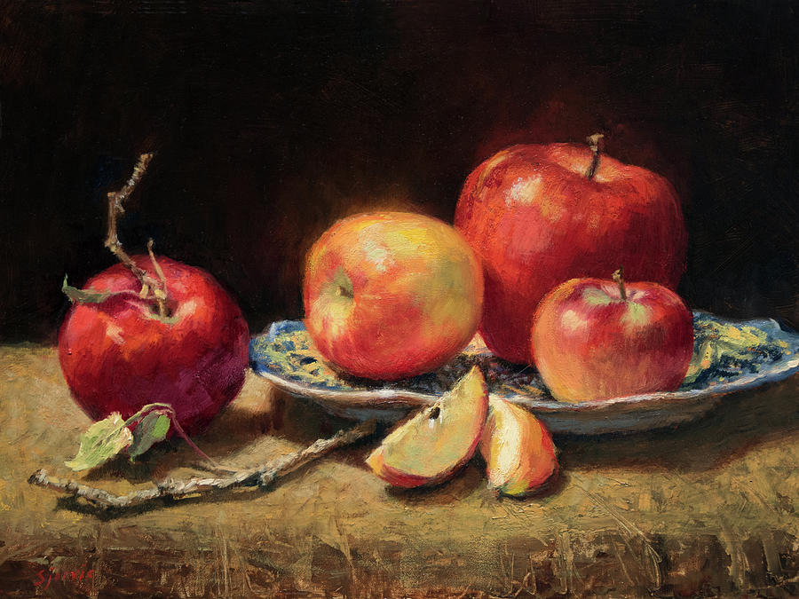 Fruit Painting - Four Apples by Susan N Jarvis