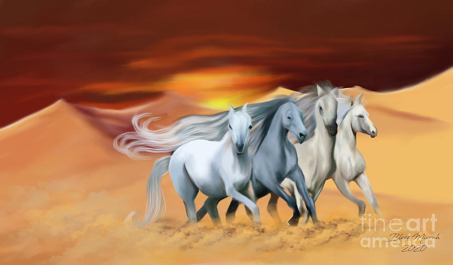 Four Arabian Horses Digital Art by Bless Misra
