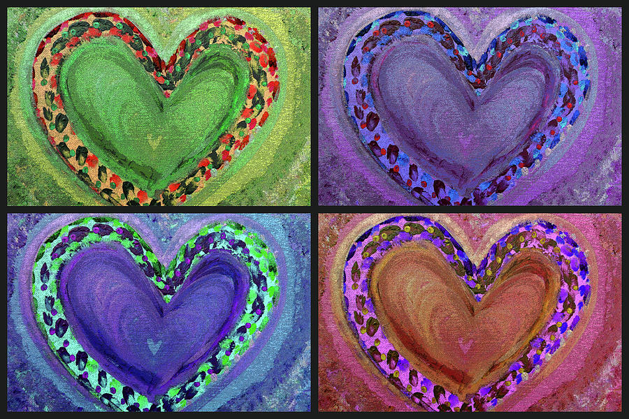 Four Big Hearts Painting by Corinne Carroll
