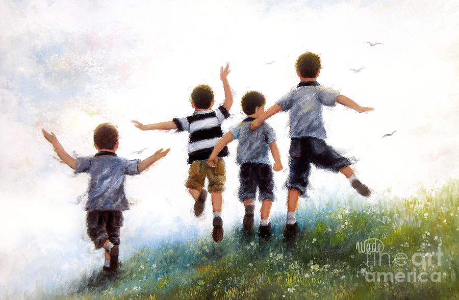 Four Brothers Leaping Painting by Vickie Wade