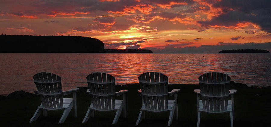 Four Chair Sunset Pano Photograph by David T Wilkinson