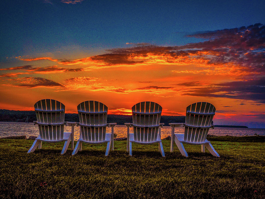 Four Chairs At Sunset In Door County Photograph