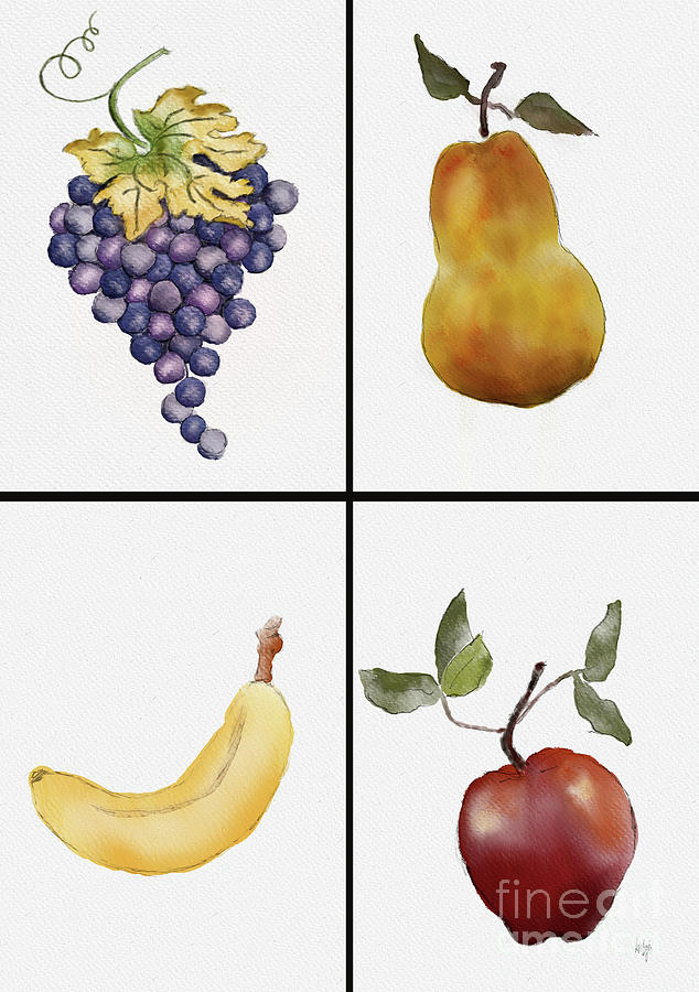 Four Colorful Fruits Digital Art by Lois Bryan