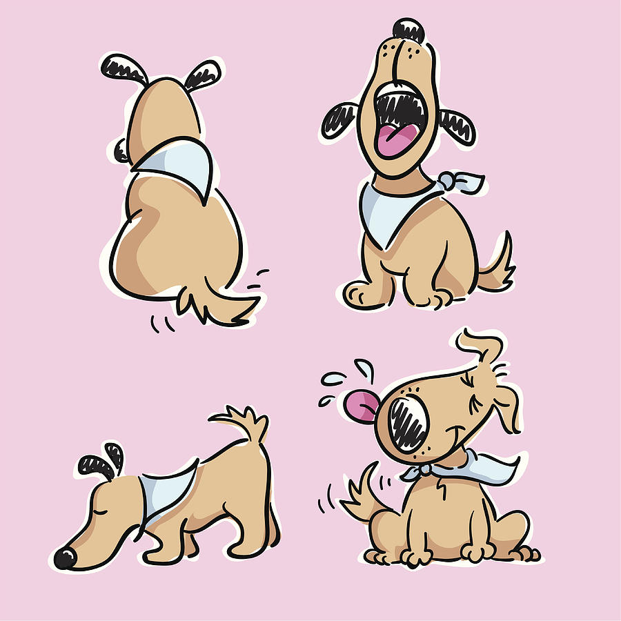 Four Dog Illustrations Drawing by MauraHouston