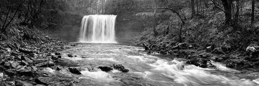 Four Falls Waterfall Wales Black and white Photograph by Sonny Ryse