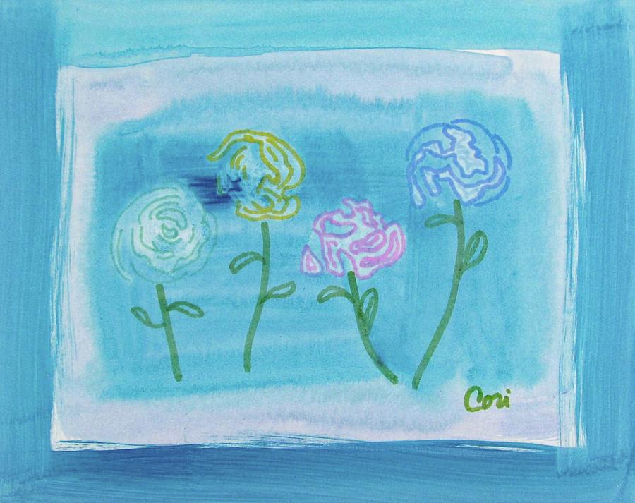 Four Flowers Painting by Corinne Carroll