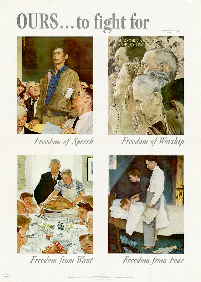 Four Freedoms - Norman Rockwell Painting by Patriot Posters