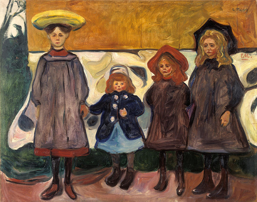 Edvard Munch Painting - Four Girls in   sg  rdstrand  by Edvard Munch