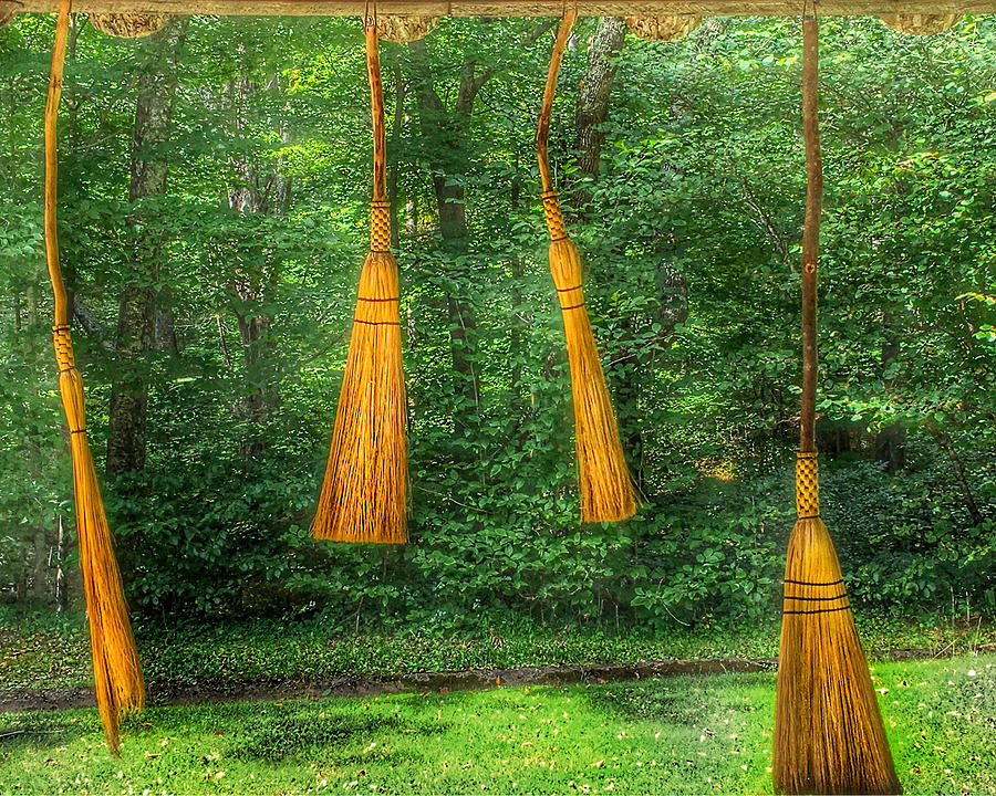 Four Handmade Brooms Photograph by Anthony M Davis