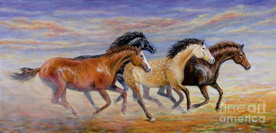 Four Horses Painting by Bob Parks - Fine Art America