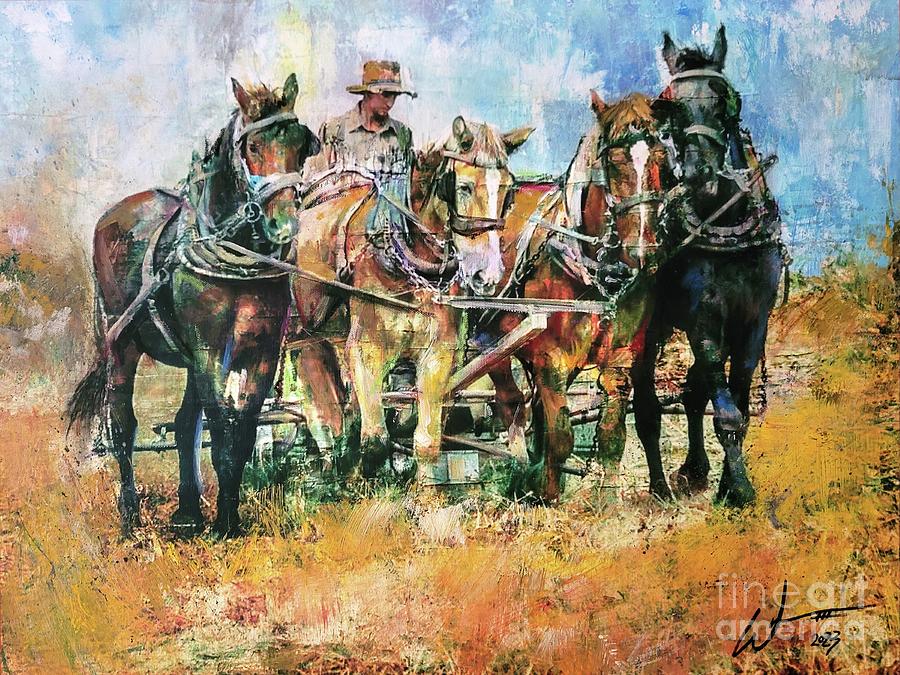 Horse Mixed Media - Four Horses by William Smith