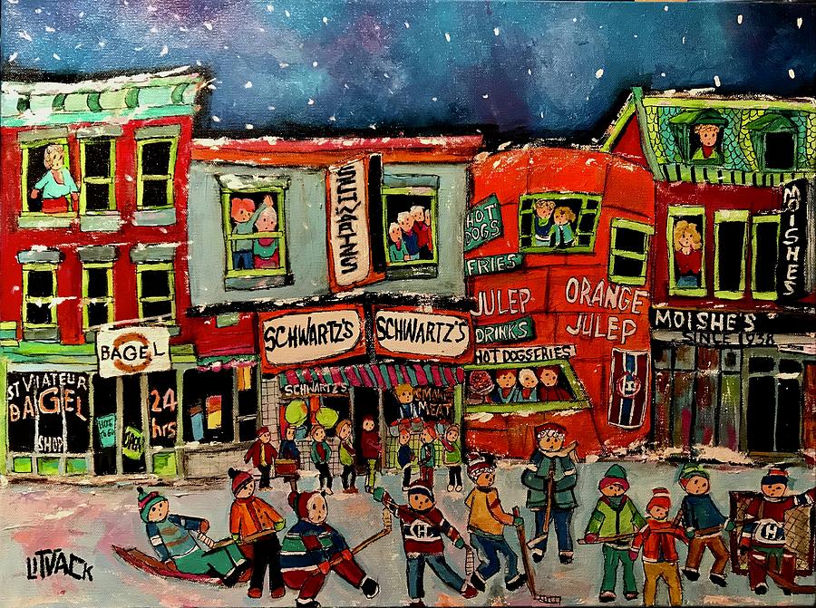 Four Montreal Food Icons Painting by Michael Litvack