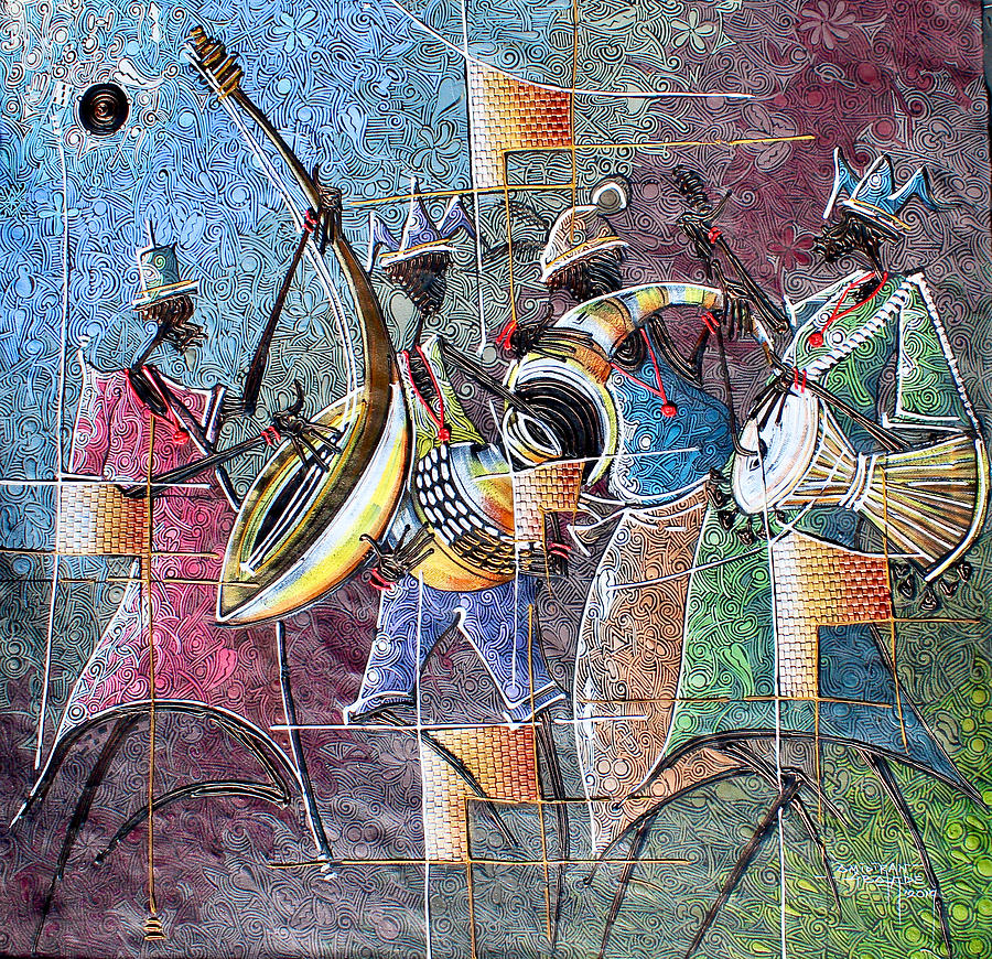Four Music Makers Painting by Paul Gbolade Omidiran