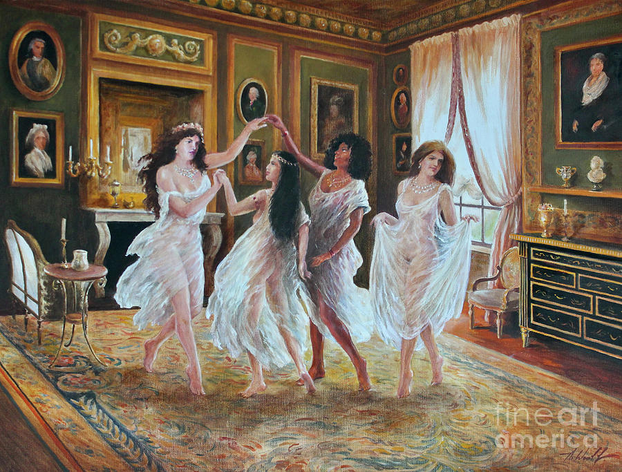 Four Nude Dancers Painting by Anatol Woolf