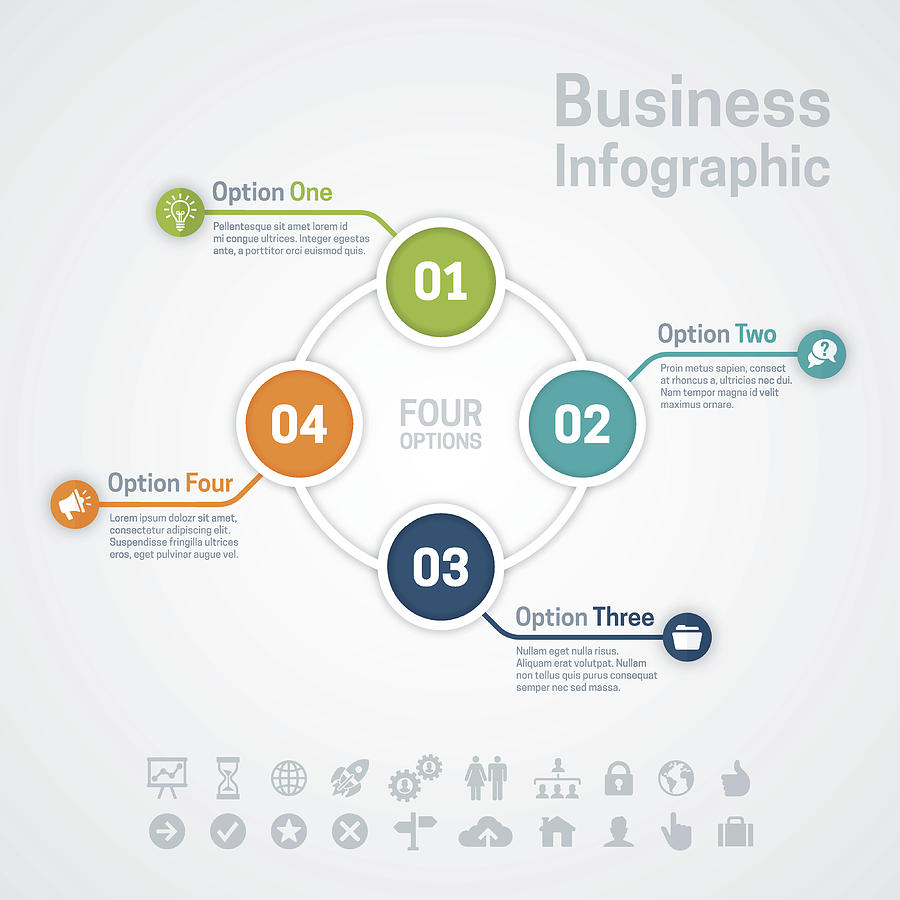 Four Option Business Infographic Chart Drawing by Filo Four Option Business Infographic Chart Drawing by Filo