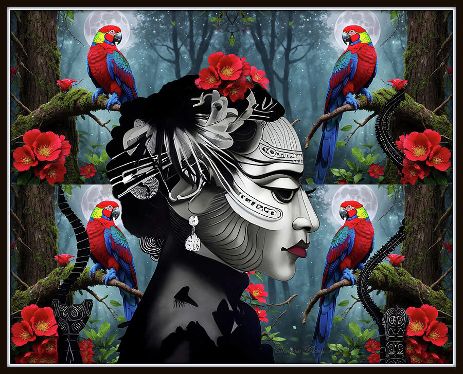Four Parrots  Digital Art by Constance Lowery