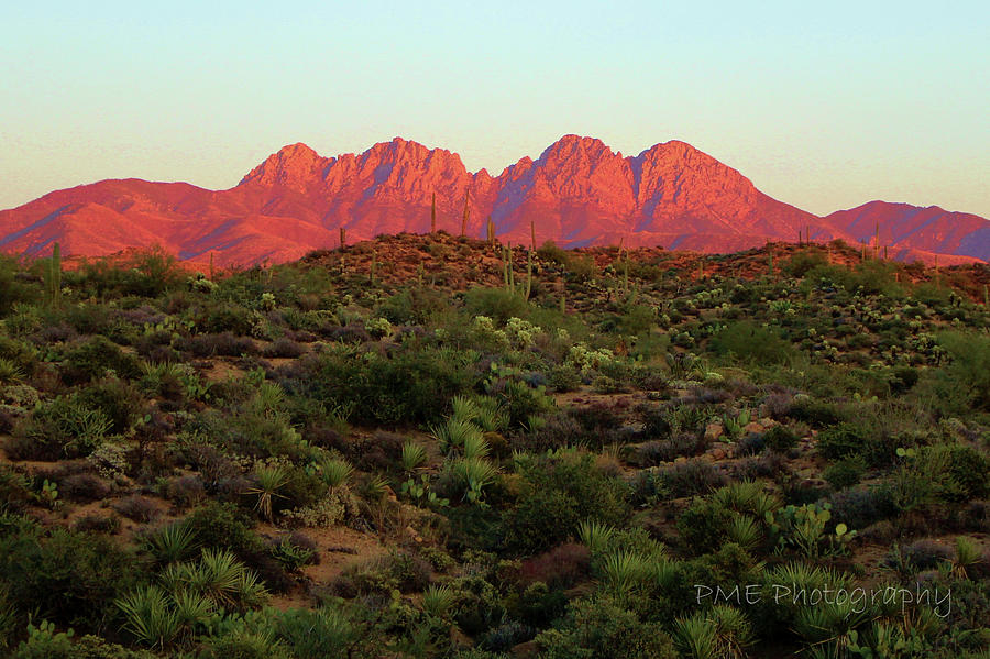 Nature Photograph - Four Peaks at Sunset by Paula Eberspacher