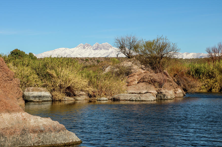 Four Peaks over Salt River Photograph by Dawn Richards
