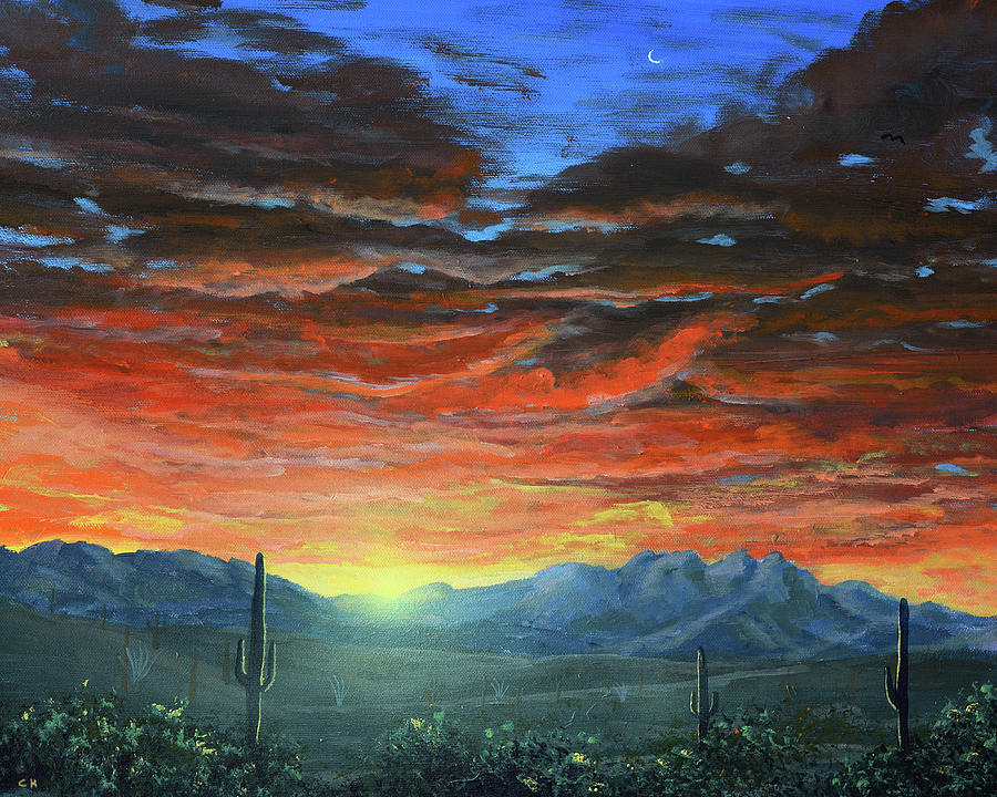 Four Peaks Sunrise Painting by Chance Kafka