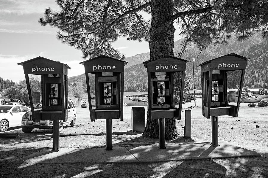 Four Phones in Bridgeport in Black and White Photograph by Lynn Bauer