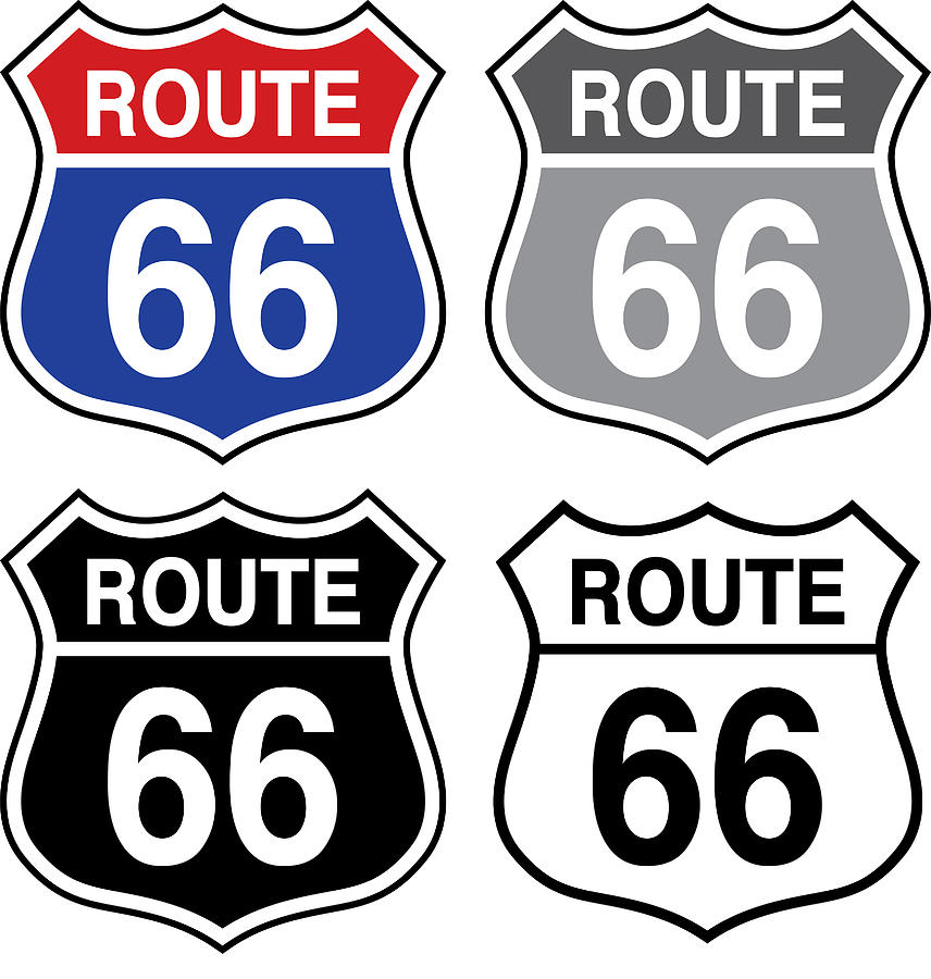 Four Route 66 Signs Drawing by RobinOlimb