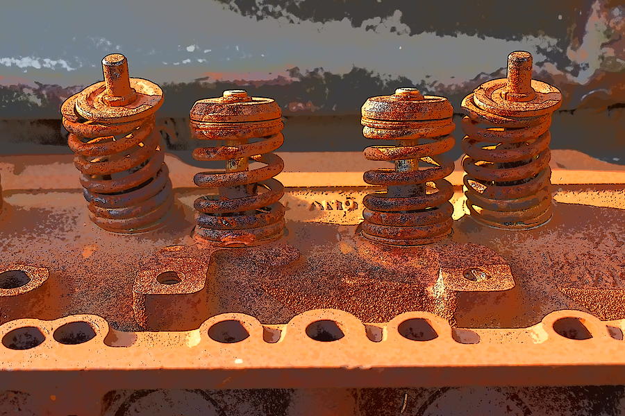 Four Rusty Valve Springs Photograph by Cathy Mahnke