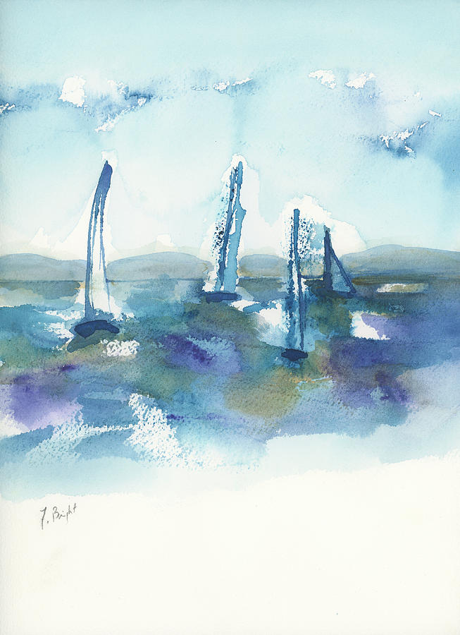 Four Sailboats Painting by Frank Bright