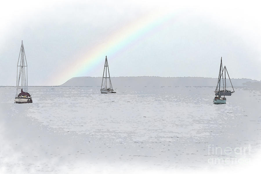 Four Sailboats On Bellingham Bay Digital Art by Kirt Tisdale