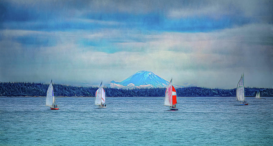 Four Sails at Port Angeles Photograph by Kevin Lane
